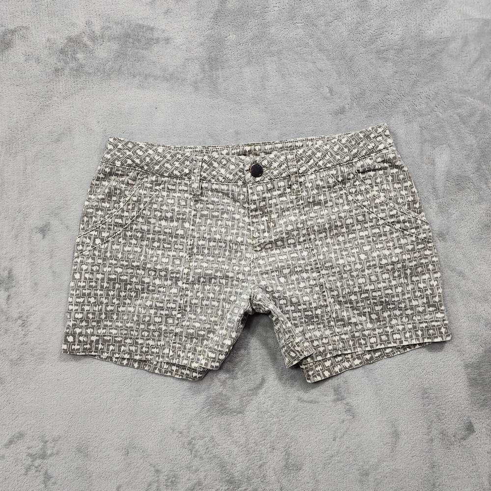 Lole Shorts Womens 4 Gray Casey Geometric Chino Cotton Twill Stretch‎ Casual